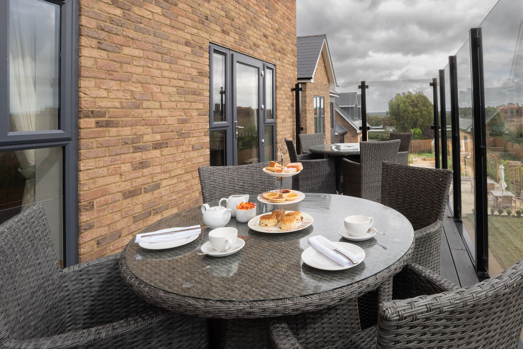 Outdoor seating and afternoon tea