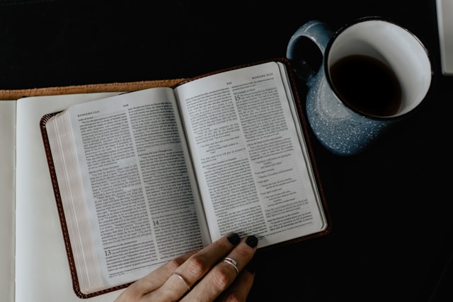 prayer book and hot drink